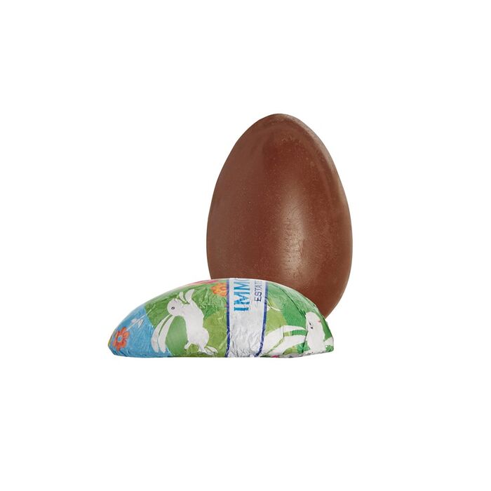Half solid Easter egg with printed wrapper