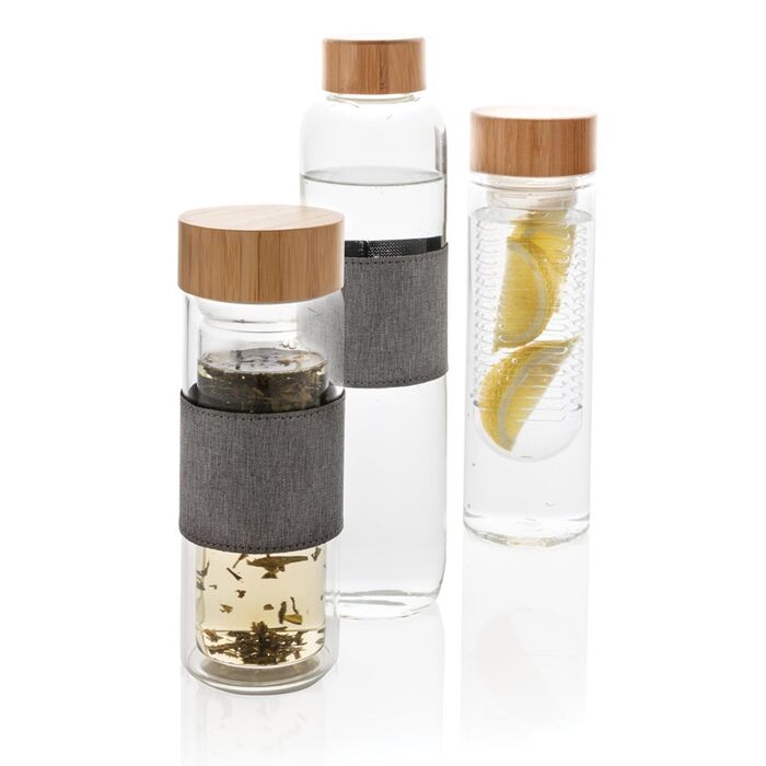 Infuser bottle with bamboo lid