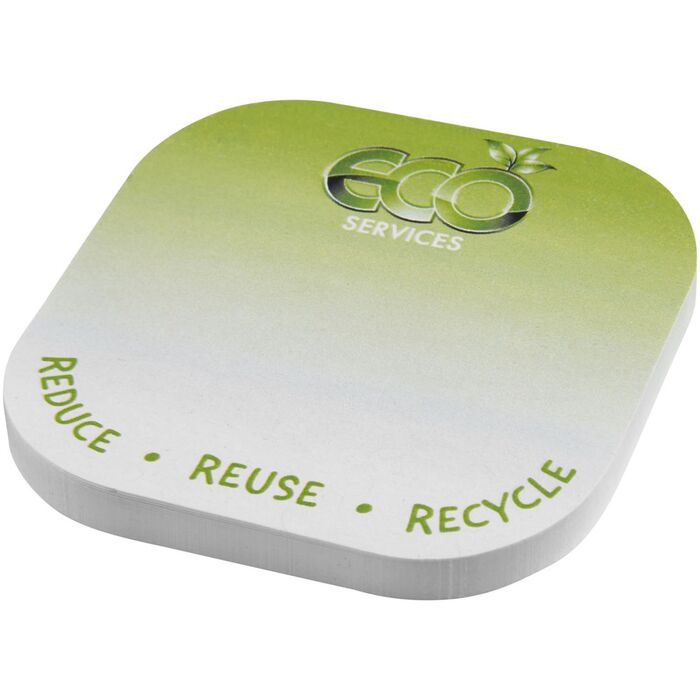 Notes adhésives recyclées Sticky-Mate® de forme carrée avec coins arrondis