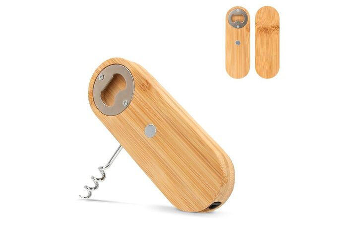 Multifunctional bamboo bottle opener