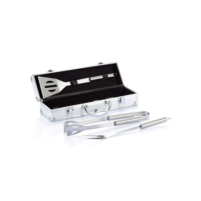 Set de 3 pcs pour barbecue en coffret aluminium