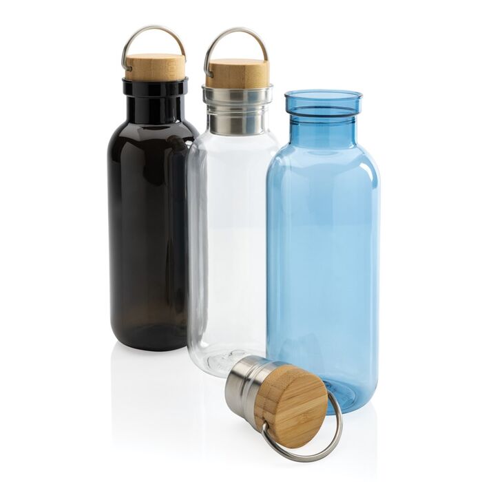 GRS RPET bottle with bamboo lid and handle